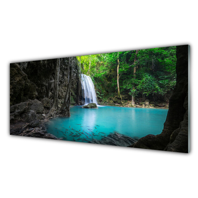 Acrylic Print Lake waterfall nature grey blue green