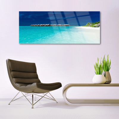 Acrylic Print Sea beach landscape blue white
