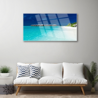 Acrylic Print Sea beach landscape blue white