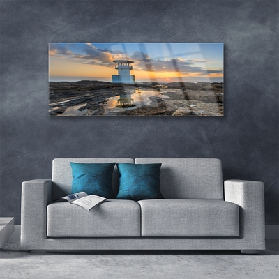 Acrylic Print Lighthouse landscape white grey