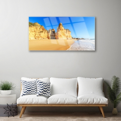Acrylic Print Ocean beach landscape yellow blue