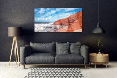 Acrylic Print Sea landscape blue brown