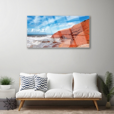 Acrylic Print Sea landscape blue brown