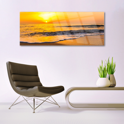 Acrylic Print Sea landscape yellow