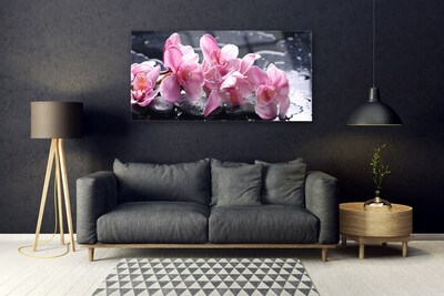 Acrylic Print Flower stones floral pink black
