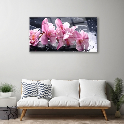 Acrylic Print Flower stones floral pink black