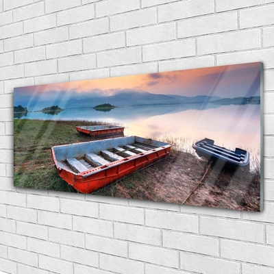 Acrylic Print Boat landscape brown white