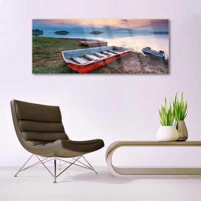 Acrylic Print Boat landscape brown white