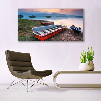 Acrylic Print Boat landscape brown white