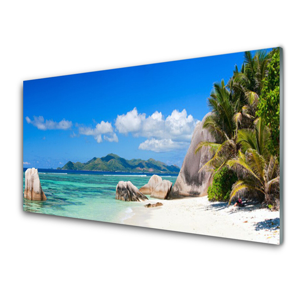 Acrylic Print Ocean beach landscape blue white green brown