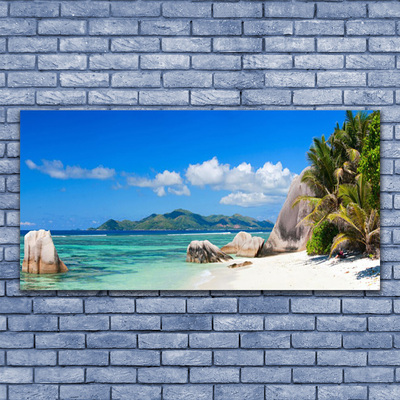 Acrylic Print Ocean beach landscape blue white green brown