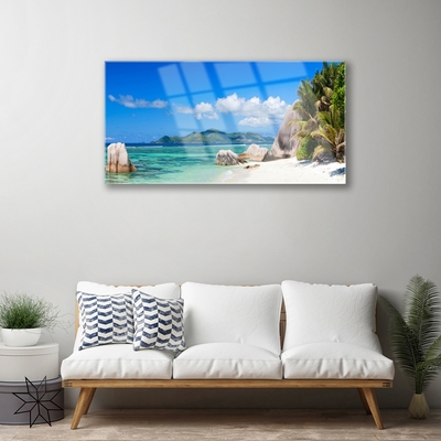 Acrylic Print Ocean beach landscape blue white green brown