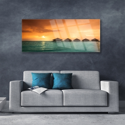 Acrylic Print Sea sun landscape blue yellow