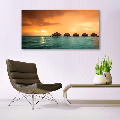 Acrylic Print Sea sun landscape blue yellow