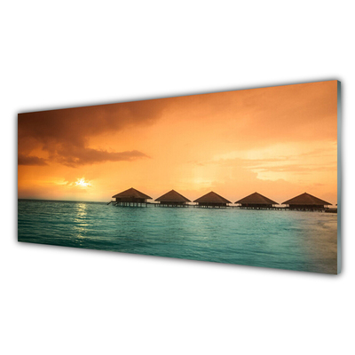 Acrylic Print Sea sun landscape blue yellow