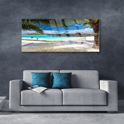 Acrylic Print Ocean beach landscape white blue brown green