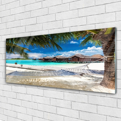 Acrylic Print Ocean beach landscape white blue brown green