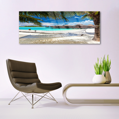 Acrylic Print Ocean beach landscape white blue brown green