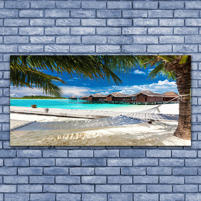 Acrylic Print Ocean beach landscape white blue brown green