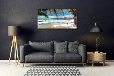 Acrylic Print Ocean beach landscape white blue brown green