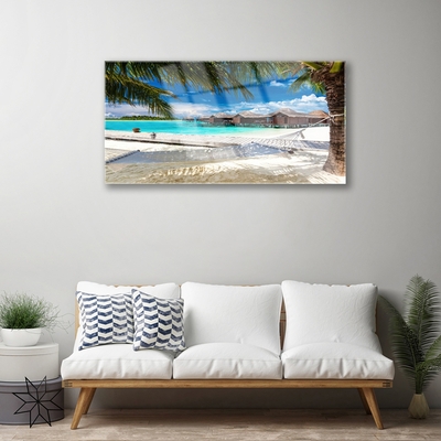 Acrylic Print Ocean beach landscape white blue brown green