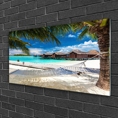 Acrylic Print Ocean beach landscape white blue brown green