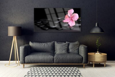 Acrylic Print Stones flower art pink black