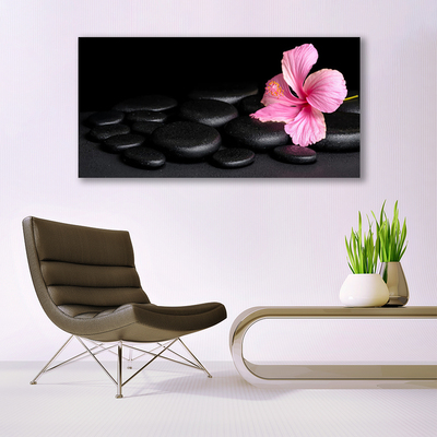 Acrylic Print Stones flower art pink black