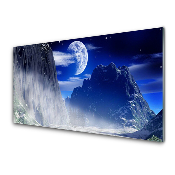 Acrylic Print Mountains night landscape blue grey