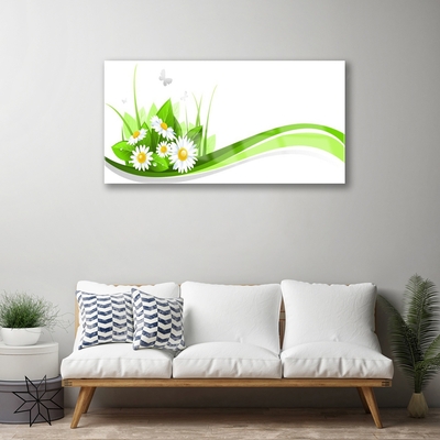 Acrylic Print Abstract art green white yellow