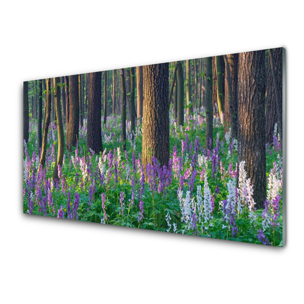 Acrylic Print Forest nature brown purple green