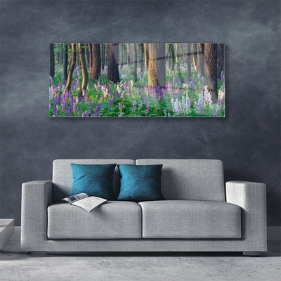 Acrylic Print Forest nature brown purple green