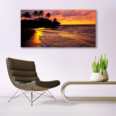 Acrylic Print Sea landscape yellow black