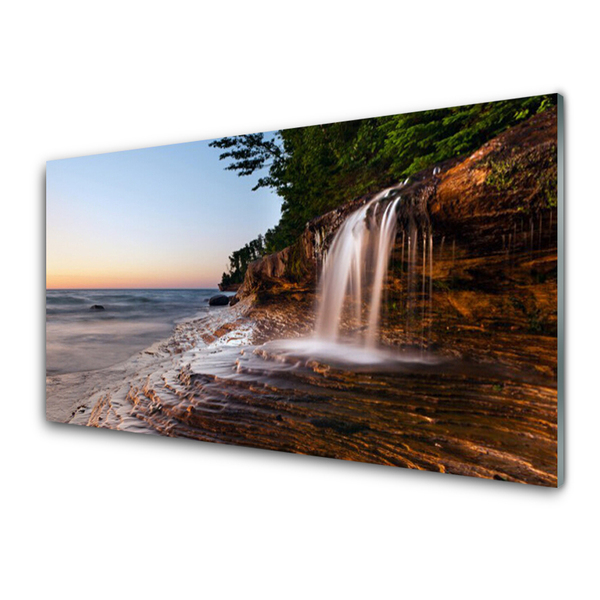 Acrylic Print Waterfall landscape white brown