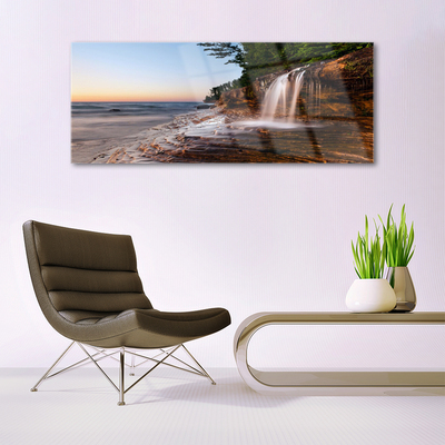 Acrylic Print Waterfall landscape white brown