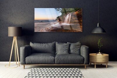 Acrylic Print Waterfall landscape white brown