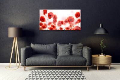 Acrylic Print Poppies floral red green