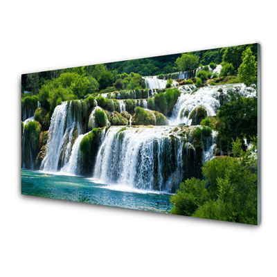 Acrylic Print Waterfall nature blue white