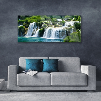 Acrylic Print Waterfall nature blue white