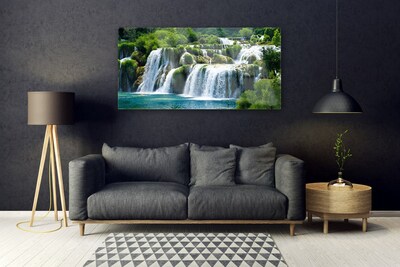 Acrylic Print Waterfall nature blue white