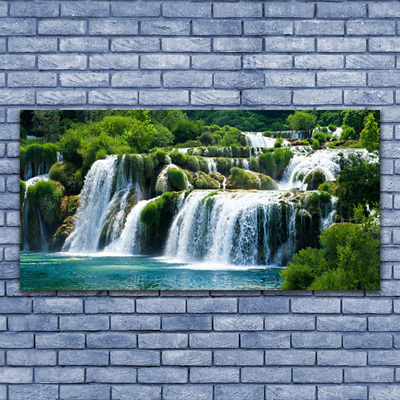 Acrylic Print Waterfall nature blue white