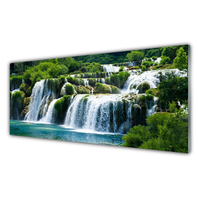 Acrylic Print Waterfall nature blue white