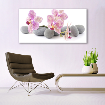 Acrylic Print Tree stones floral pink grey