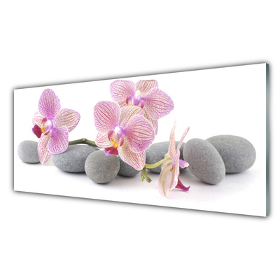 Acrylic Print Tree stones floral pink grey