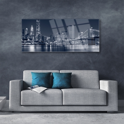 Acrylic Print City bridge architecture blue
