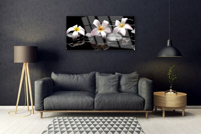 Acrylic Print Flower stones floral white yellow black