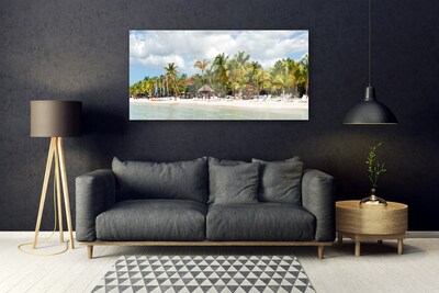 Acrylic Print Beach palm trees landscape brown green