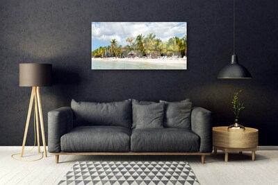 Acrylic Print Beach palm trees landscape brown green