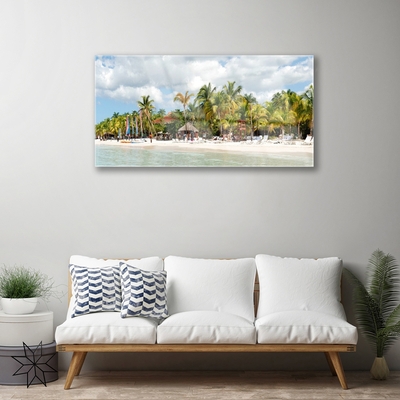 Acrylic Print Beach palm trees landscape brown green