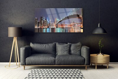Acrylic Print City bridge architecture blue brown black grey